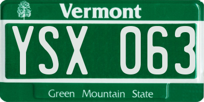 VT license plate YSX063