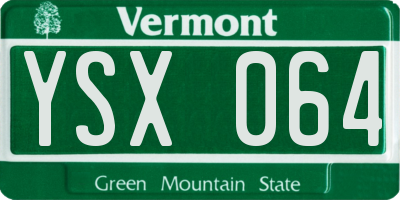 VT license plate YSX064