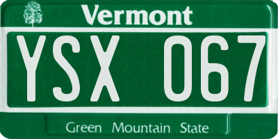 VT license plate YSX067