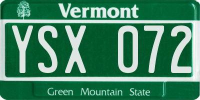 VT license plate YSX072