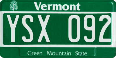 VT license plate YSX092
