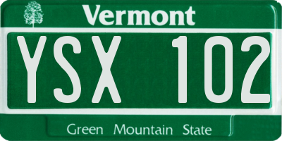 VT license plate YSX102