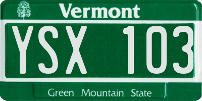 VT license plate YSX103