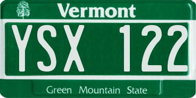 VT license plate YSX122