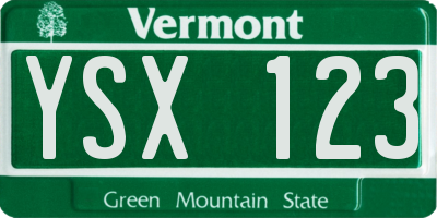 VT license plate YSX123