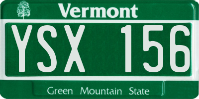 VT license plate YSX156