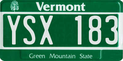 VT license plate YSX183