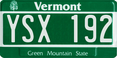VT license plate YSX192