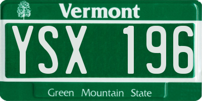 VT license plate YSX196