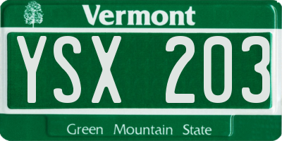 VT license plate YSX203