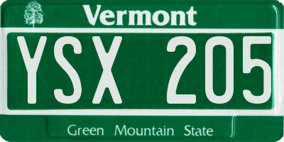 VT license plate YSX205