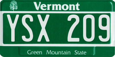 VT license plate YSX209