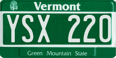VT license plate YSX220
