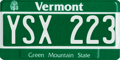 VT license plate YSX223