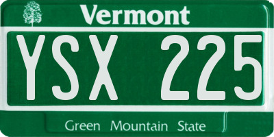 VT license plate YSX225