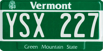 VT license plate YSX227