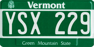 VT license plate YSX229