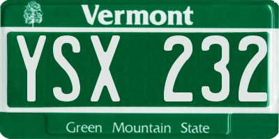 VT license plate YSX232