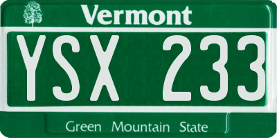 VT license plate YSX233