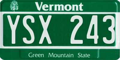 VT license plate YSX243