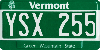 VT license plate YSX255