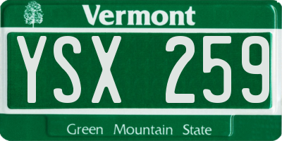VT license plate YSX259