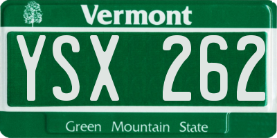 VT license plate YSX262