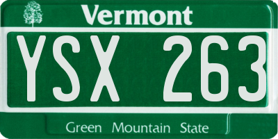 VT license plate YSX263