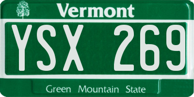 VT license plate YSX269