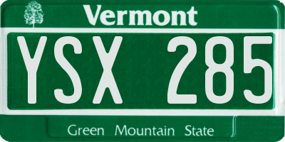 VT license plate YSX285