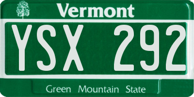 VT license plate YSX292