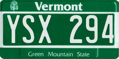 VT license plate YSX294