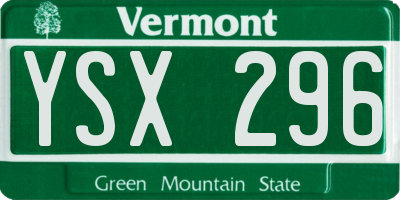 VT license plate YSX296
