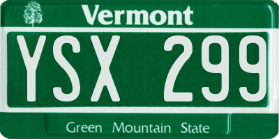 VT license plate YSX299