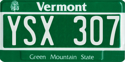 VT license plate YSX307