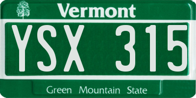 VT license plate YSX315
