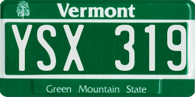 VT license plate YSX319
