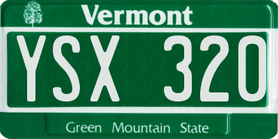 VT license plate YSX320