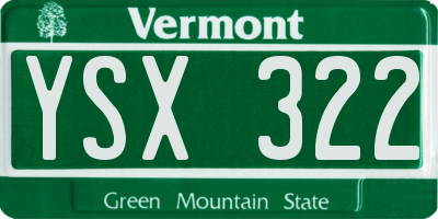 VT license plate YSX322