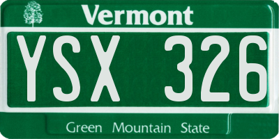 VT license plate YSX326