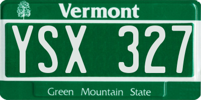 VT license plate YSX327