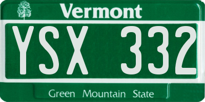VT license plate YSX332
