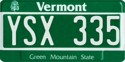 VT license plate YSX335
