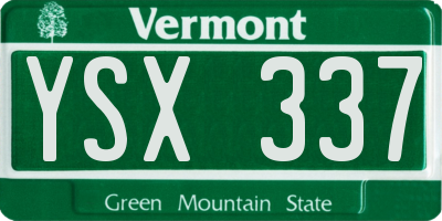 VT license plate YSX337