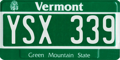 VT license plate YSX339
