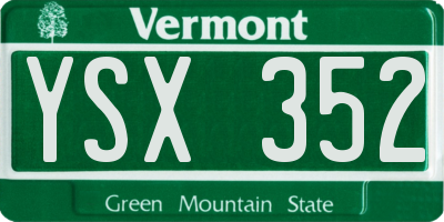 VT license plate YSX352