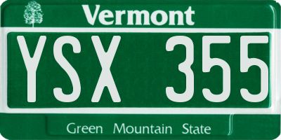 VT license plate YSX355