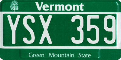 VT license plate YSX359