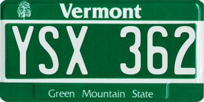 VT license plate YSX362