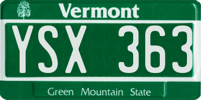 VT license plate YSX363
